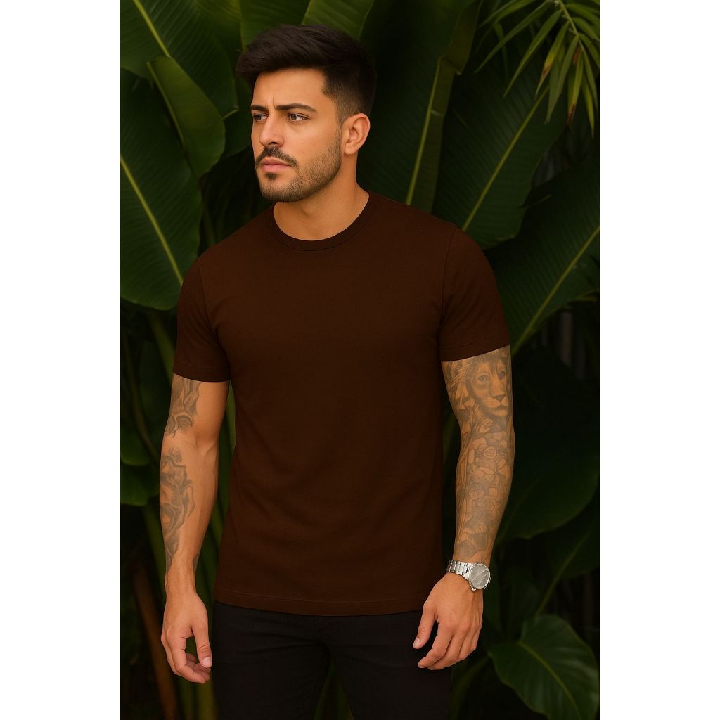 Camiseta masculina americana Gola redonda Manga curta Tecido ribanna com elastano adequa ao corpo Tamanhos P,M,G,GG