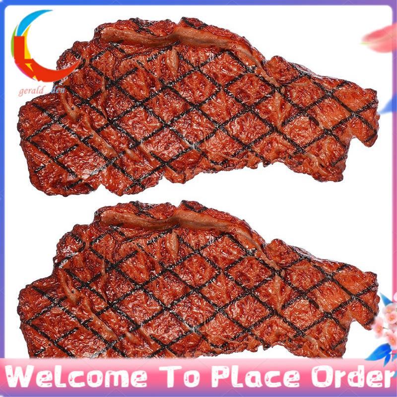 Simulação De Bife De PVC Artificial De 2 Peças Modelo De Comida Modelos Carne Assada Cozida Casa Cozinha Mercado Exibiçã
