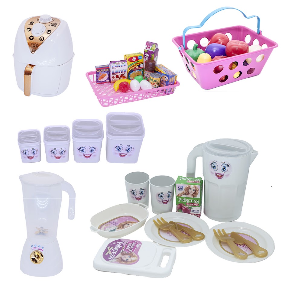 Kit Cozinha Pote Comida Jantar Ar Fryer Mercado Menina 43pç