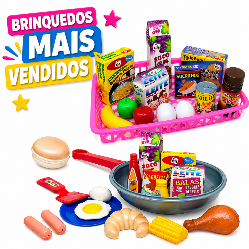 Kit Mini Mercado Mercadinho Comidinhas Feirinha Brinquedo Infantil Interativo Presente