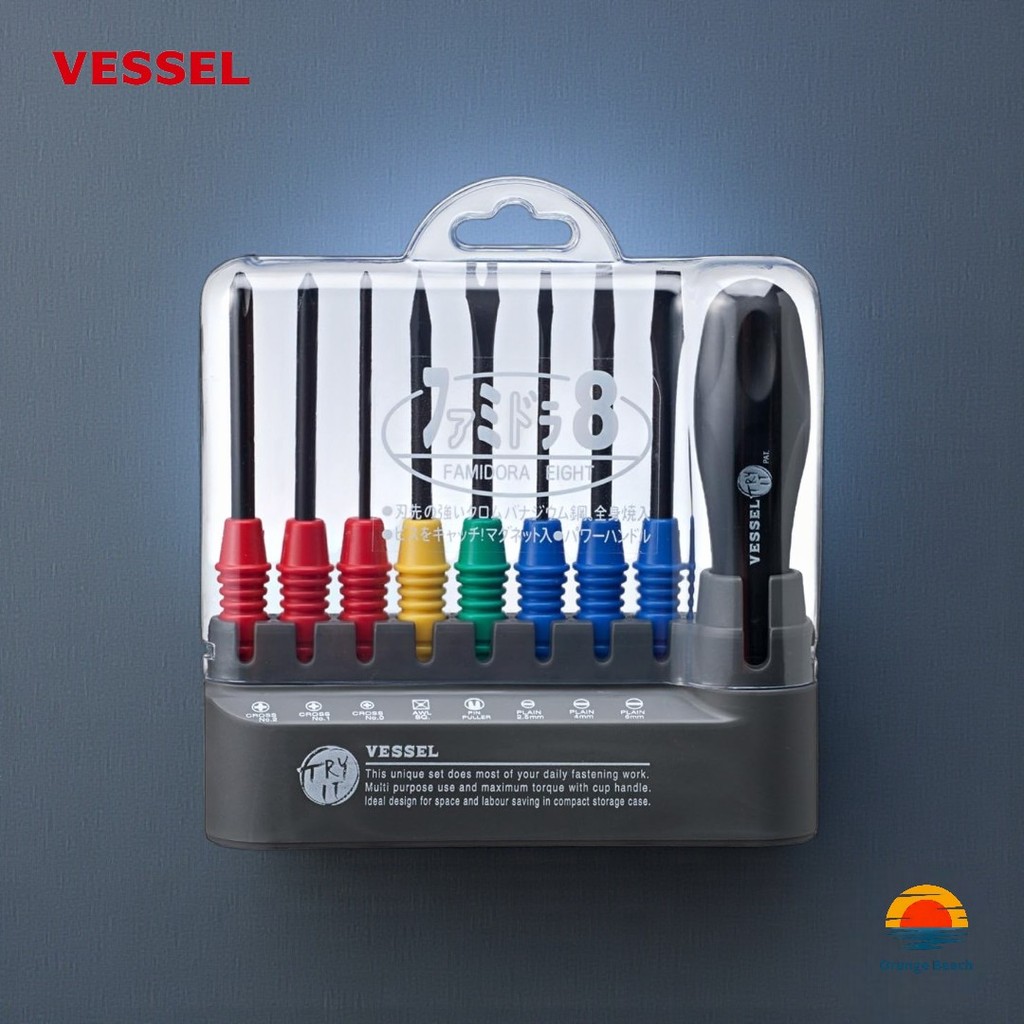VESSEL Famidra 8 No.TD-800/Kit Chave Fenda 8-em-1 Intercambiavel/Suporte de Mesa/Japao