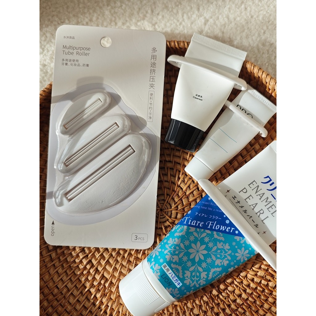 Conjunto de três peças multiuso Squeeze clipe espremedor de pasta de dente loção espremedor de garrafa de borracha macia