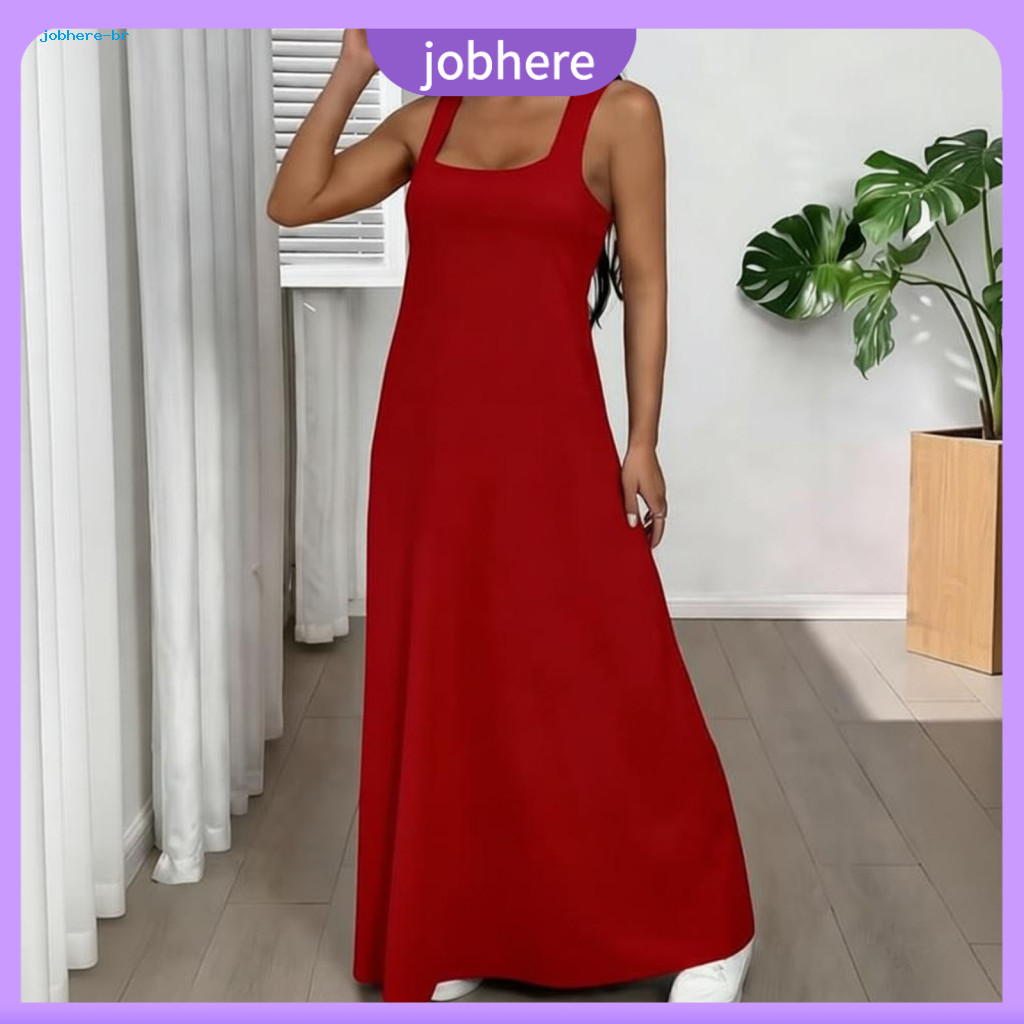 Lightweight Dress Women Women’s Summer Two-piece Set – Solid Color Wide Strap Cami Top Ankle-length Midi Outfit Perf