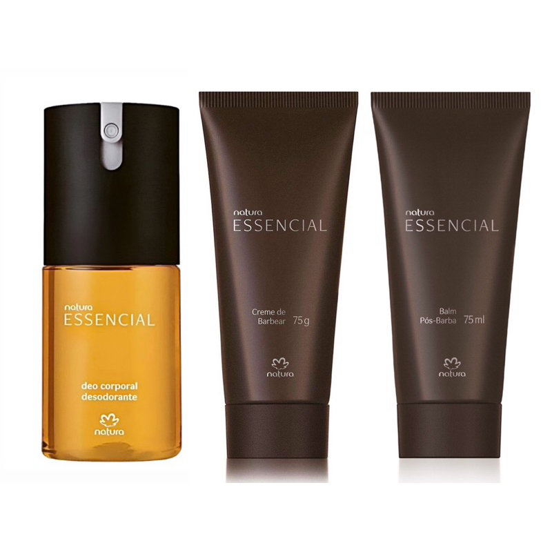 Kit Natura Essencial Tradicional Creme de Barbear + Balm Pós Barba + Deo Corporal Desodorante Spray Original