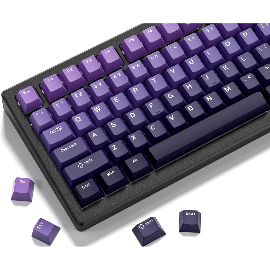Teclas PBT , Personalizadas Roxas Gradientes 60 75 100 Por Cento 132 Conjunto De Tampas De Perfil Cereja Para Teclado Me