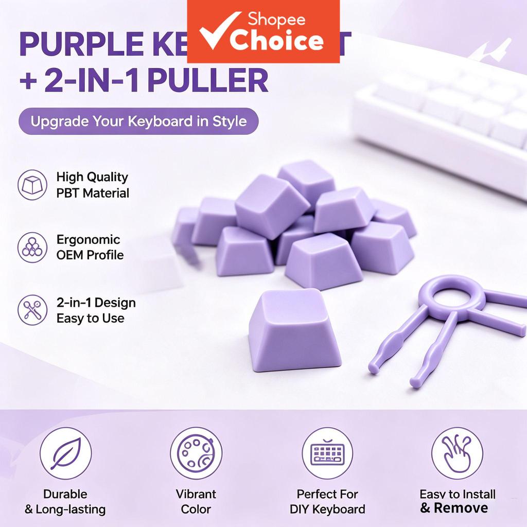 Kit de Tampas de Teclas PBT Roxo Perfil XDA 30/50/100 Unidades para Teclados Mecânicos Acessórios para Teclados de Jogos