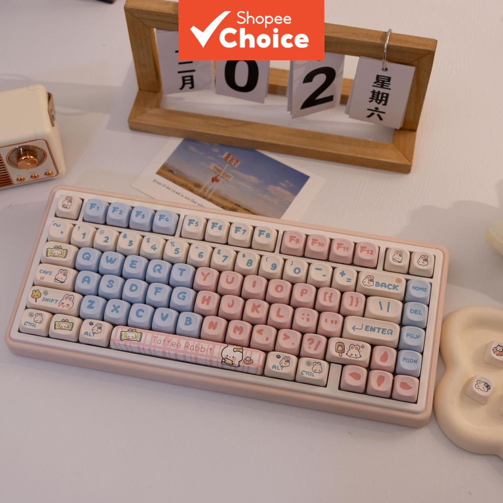 139 teclas, teclas de doces Milk Candy Bunny PBT, sublimação de tinta, perfil MOA, teclado mecânico, tampas de teclas