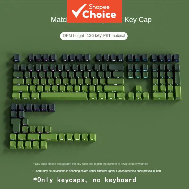 134 Teclas Matcha PBT com Gravação Lateral, Perfil OEM, Tampas de Tecla para Teclados Mecânicos com Interruptor MX
