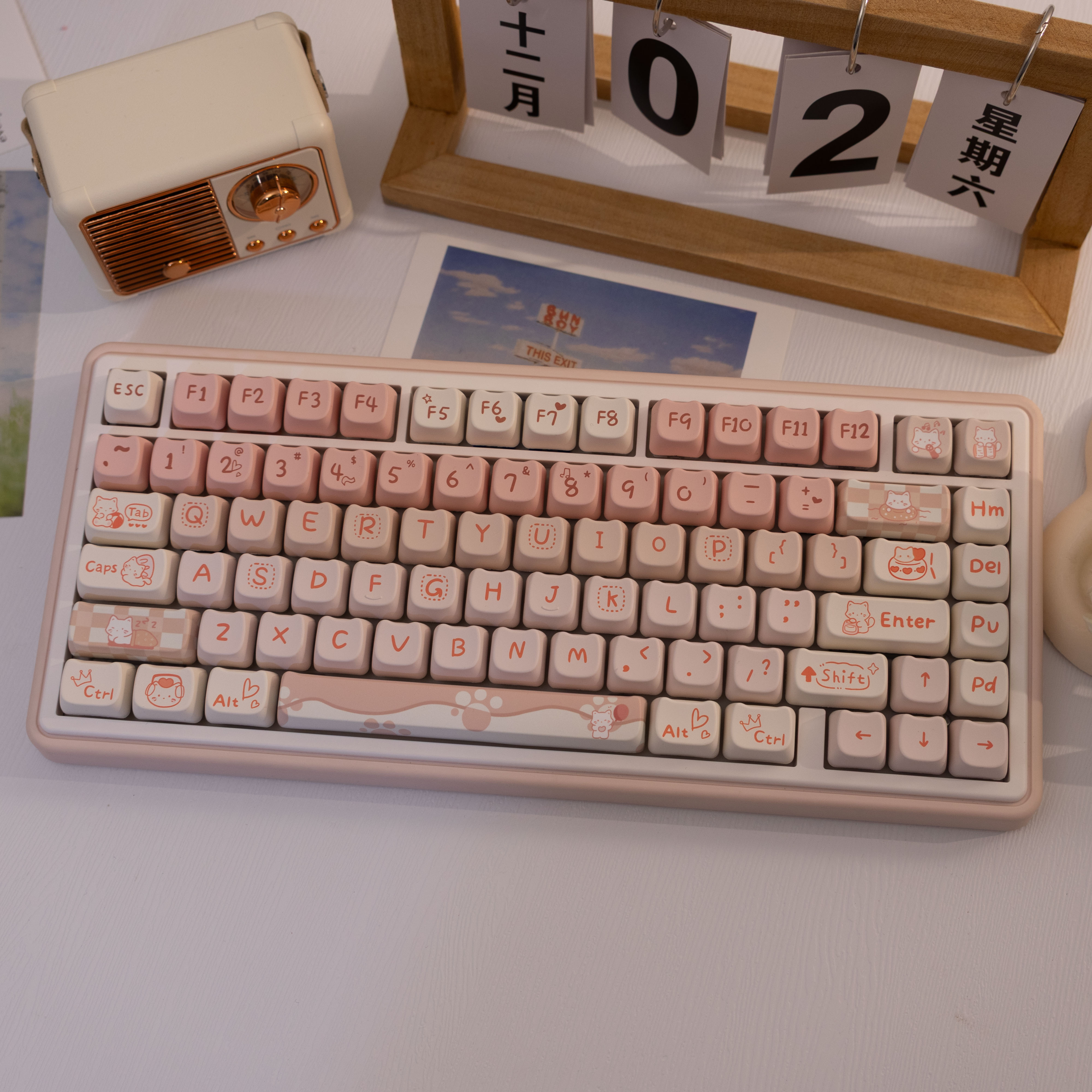 142 Teclas Gato PBT Keycaps Sublimação De Tinta Forma De MAO Perfil Teclado Mecânico Tampa Chave Para 61/64/68/87/96/104