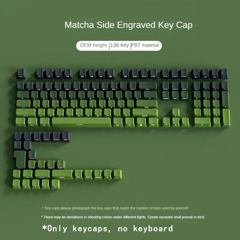 134 Teclas Matcha PBT Gravação Lateral Teclado Mecânico OEM MX Cross Tampas de Tecla