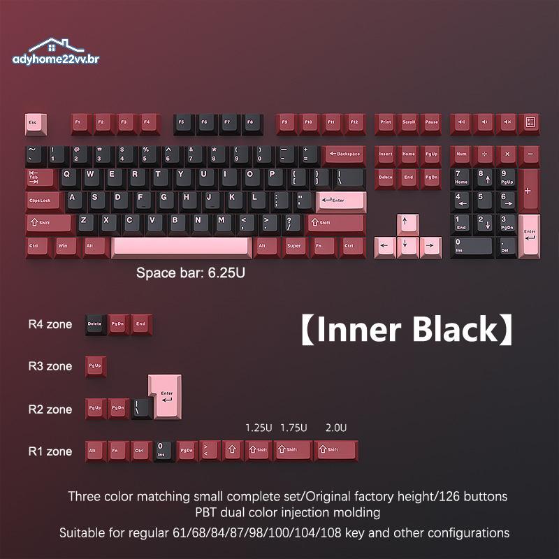 adyhome22vv 126 Teclas Duplas PBT Cereja Keycap Para Teclado MX Switch , Tampa De Chave GMK67 GMK87 GMK61 br
