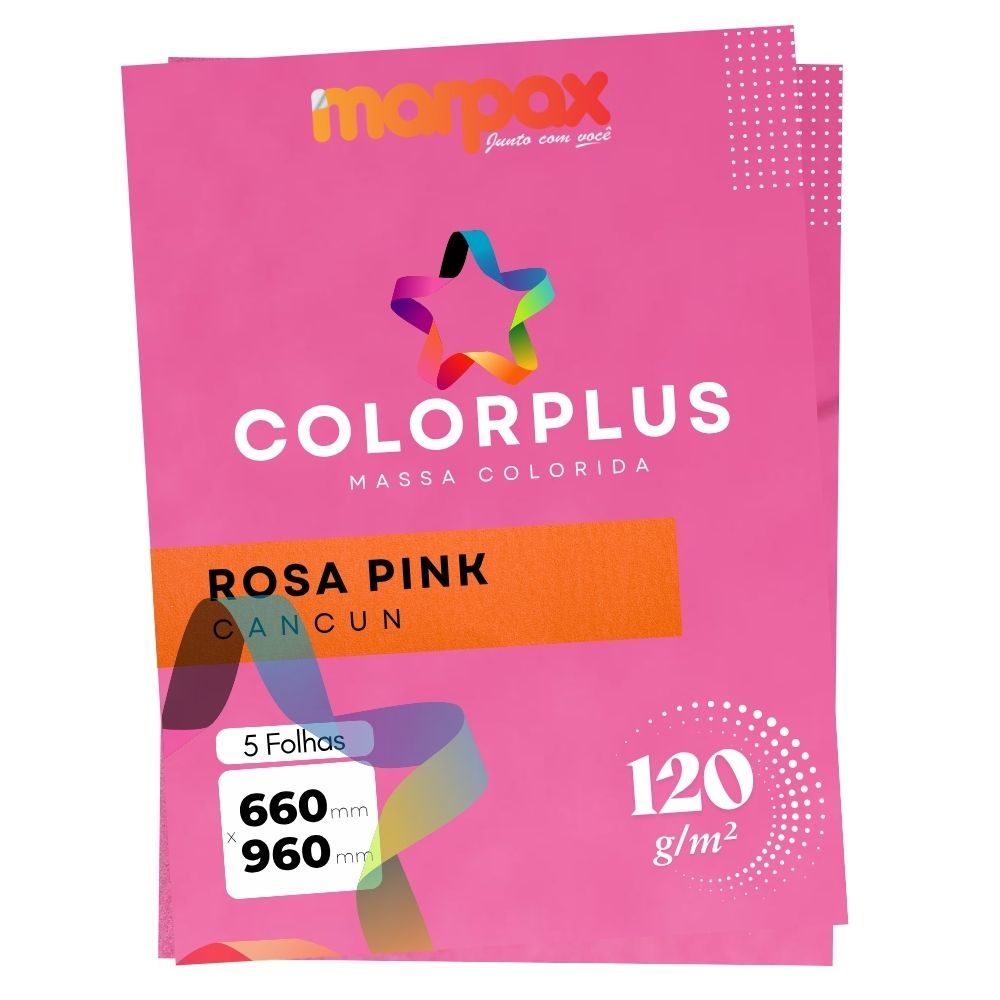 Papel Color Plus 120g 66X96cm Rosa Pink Cancun Marpax 5fls