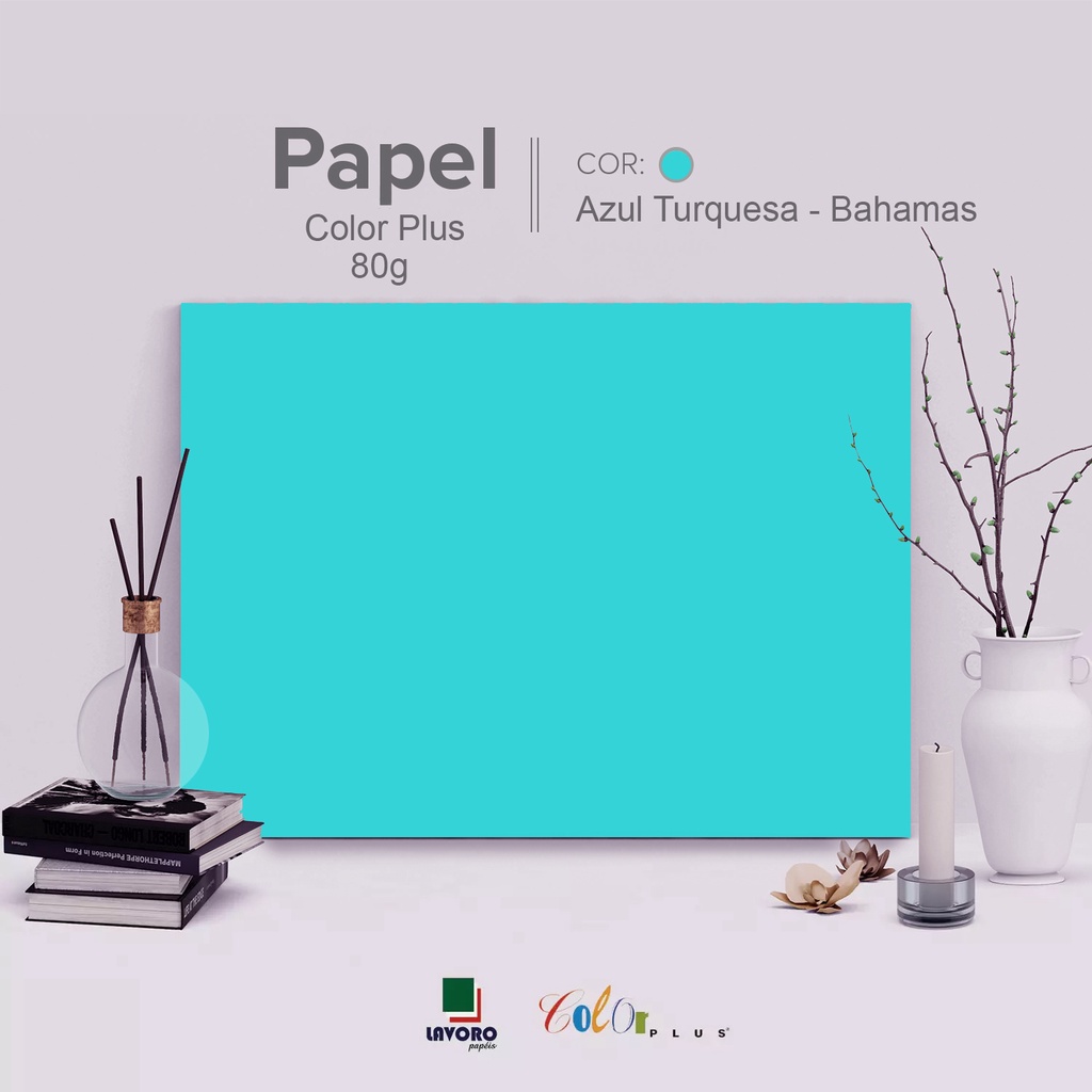 Papel Color Plus 80g A4 - Azul Turquesa (Bahamas) - 27 Folhas
