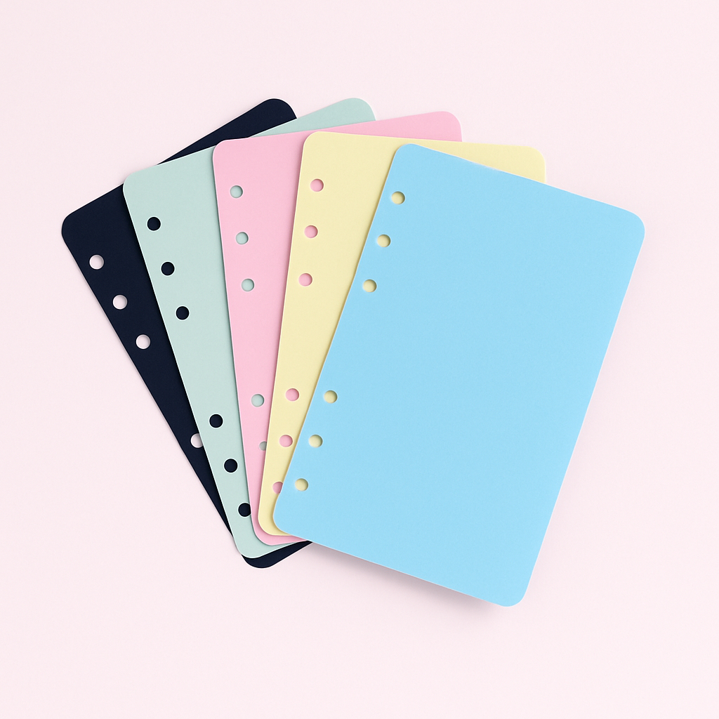 Kit 4 Divisórias A5 Coloridas Fichário Caderno Argolado 6 furos - Papel Color Plus 180g