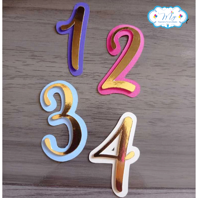 20 Apliques Numero 3D Coloridos no Lamicote c/ Color Plus