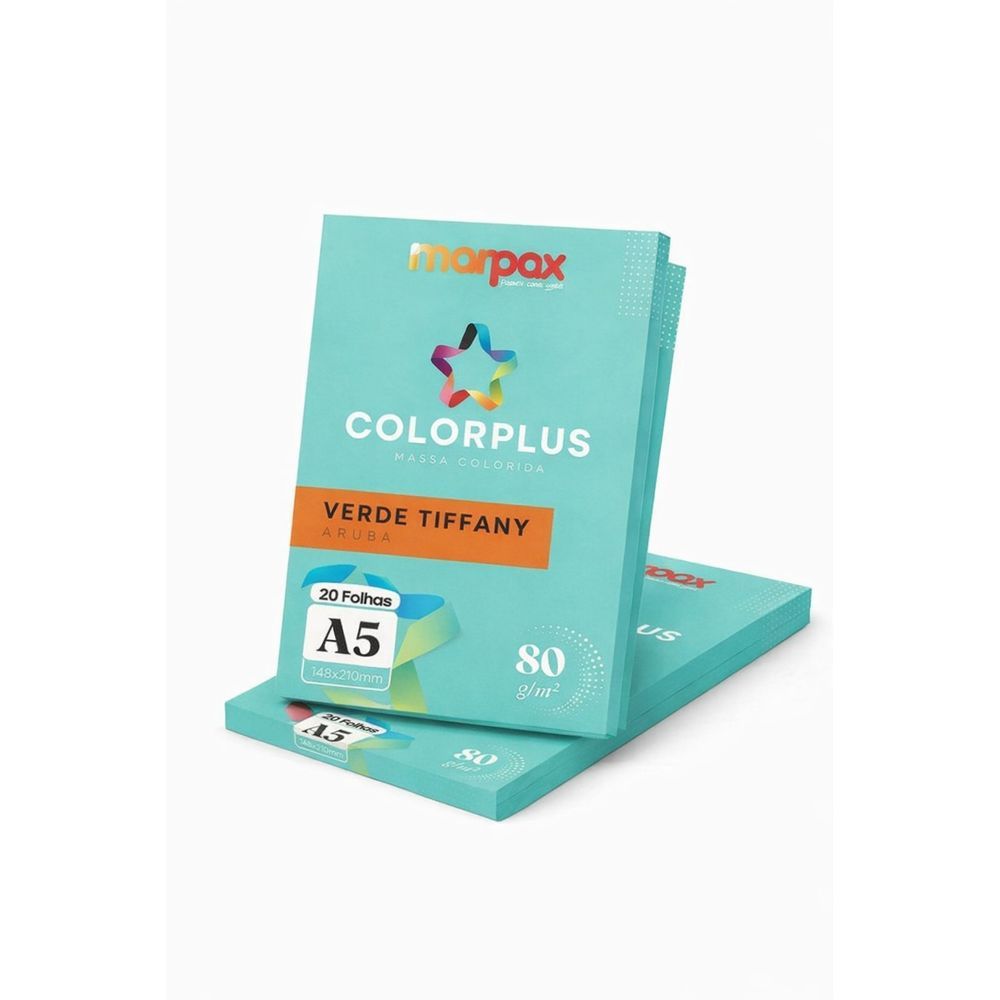 Papel Color Plus 80g A5 148x210mm Verde Tiffany Marpax 20fls