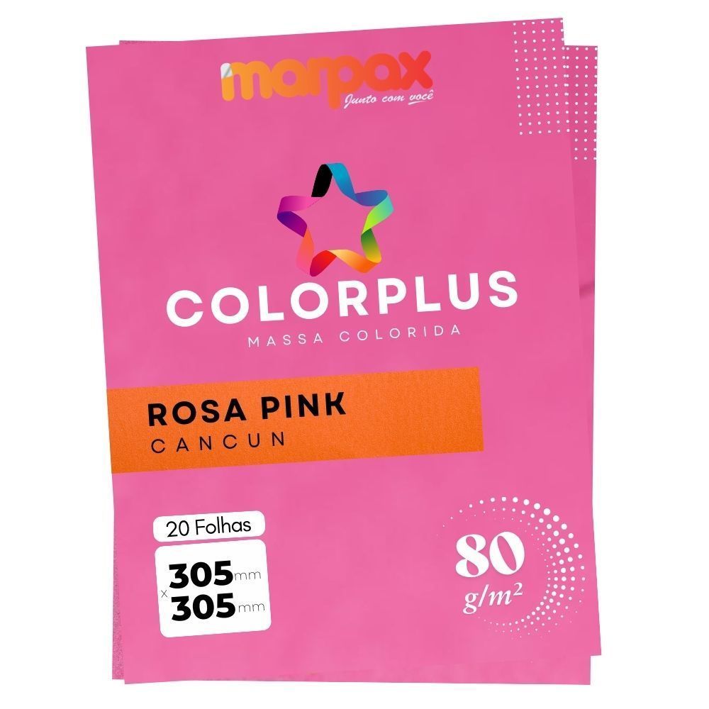 Papel Color Plus 80g 305x305mm Rosa Pink Marpax 20fls