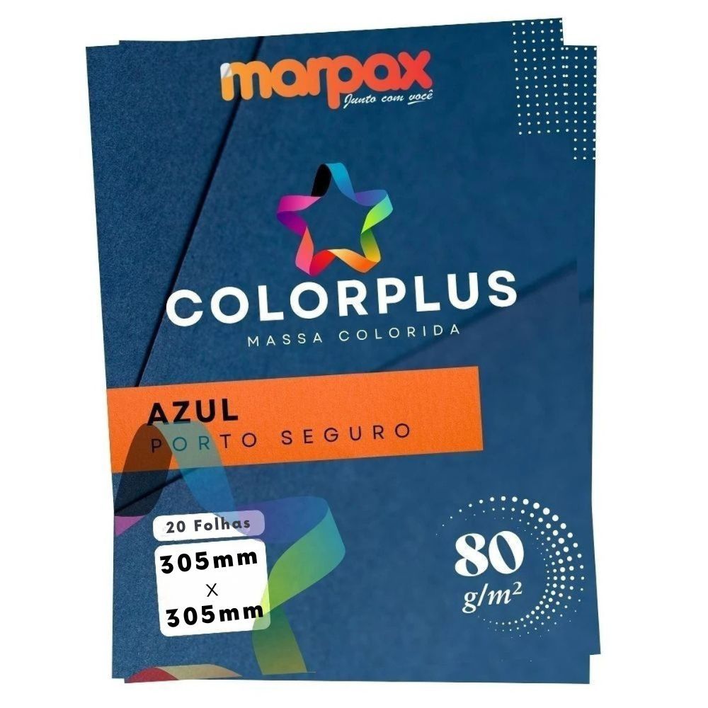 Papel Color Plus 80g 305x305mm Azul Marpax com 20fls