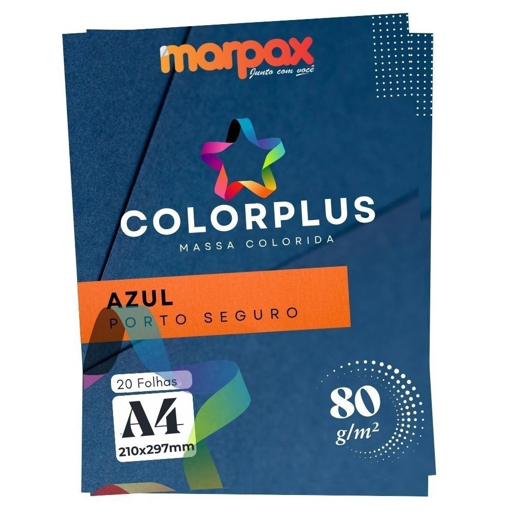 Papel Color Plus 80g A4 210x297mm Azul Marinho Marpax 20fls