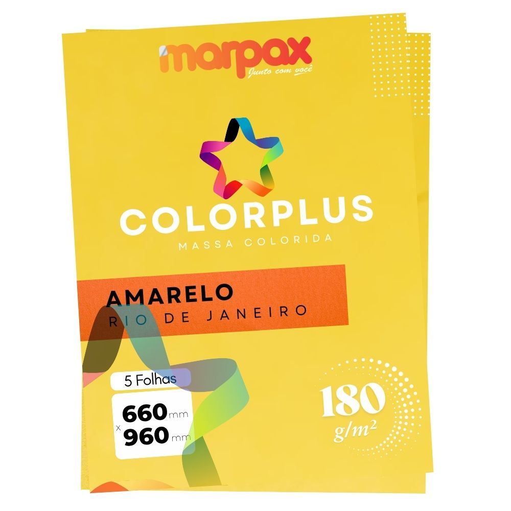 Papel Color Plus 180g 66X96cm Amarelo Rio de Janeiro  5fls