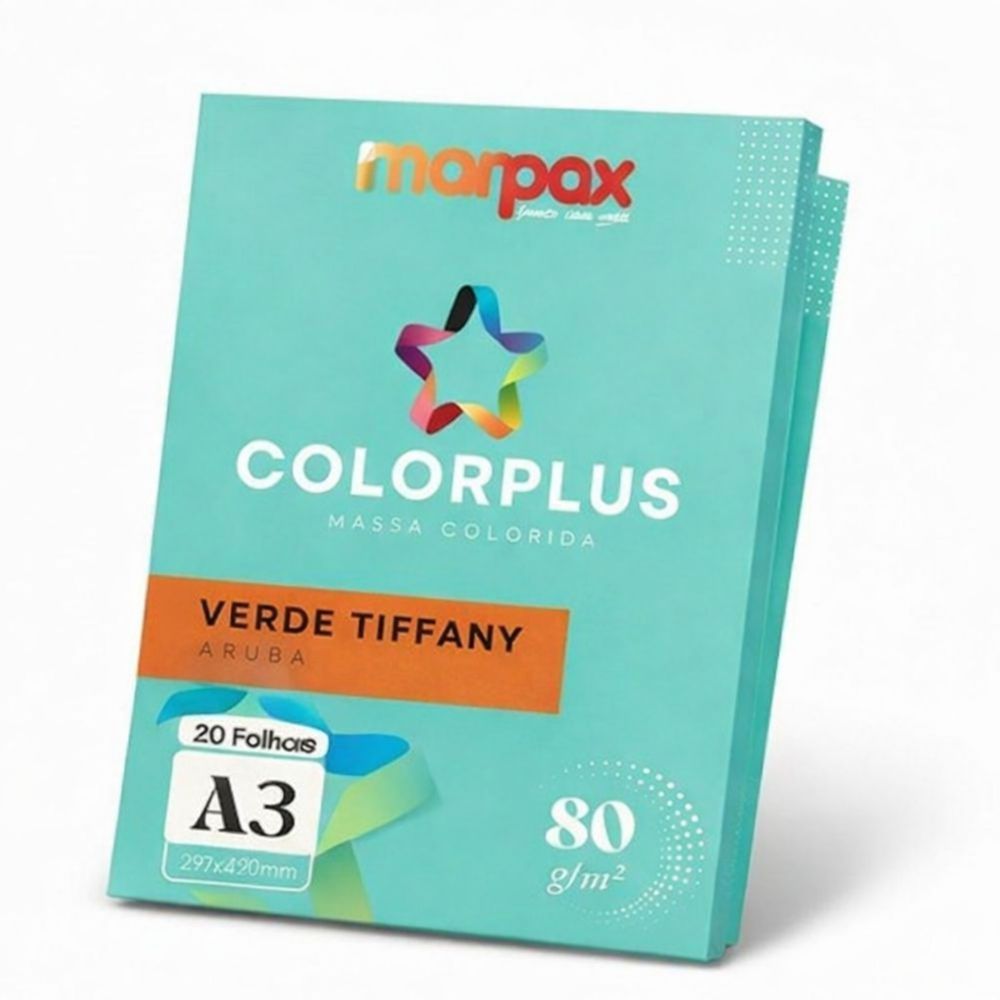 Papel Color Plus 80g A3 297x420mm Verde Tiffany com 20fls