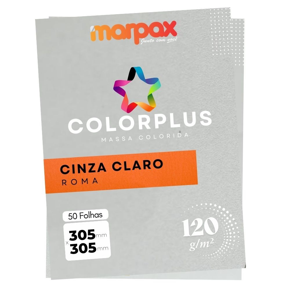 Papel Color Plus 120g 305x305mm Cinza Claro Roma Marpax 50fls