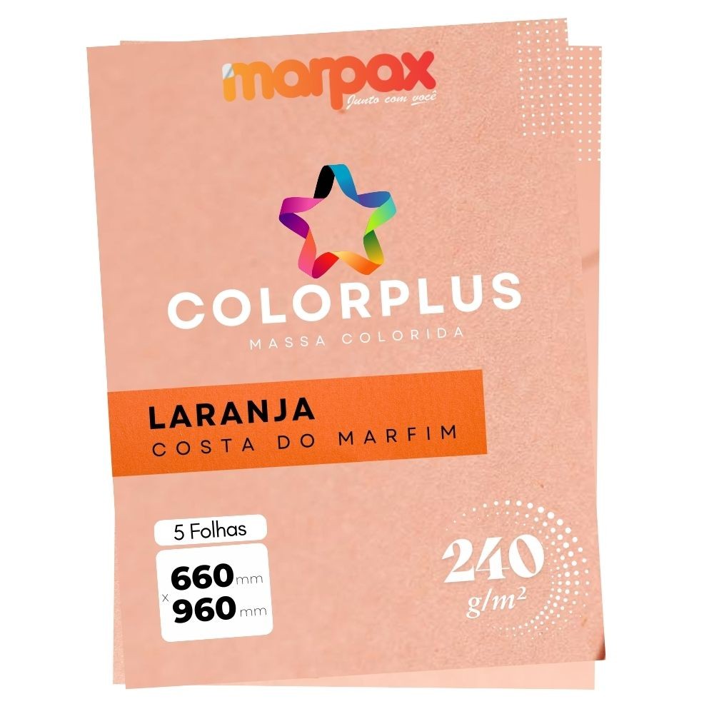 Papel Color Plus 240g 66x96cm Laranja Costa do Marfim Marpax 5fls