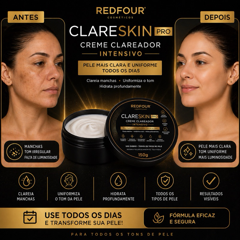 ClareSkin Pro Redfour – Creme Clareador Intensivo 150g | Pele Uniforme e Radiante