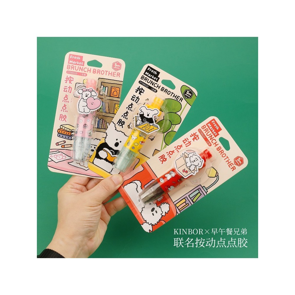 Kinbor bb Co-Branded Push-Style Dot Glue Girl Heart Manual Ferramenta Recarga Substituível Transparente Fita Dupla Face