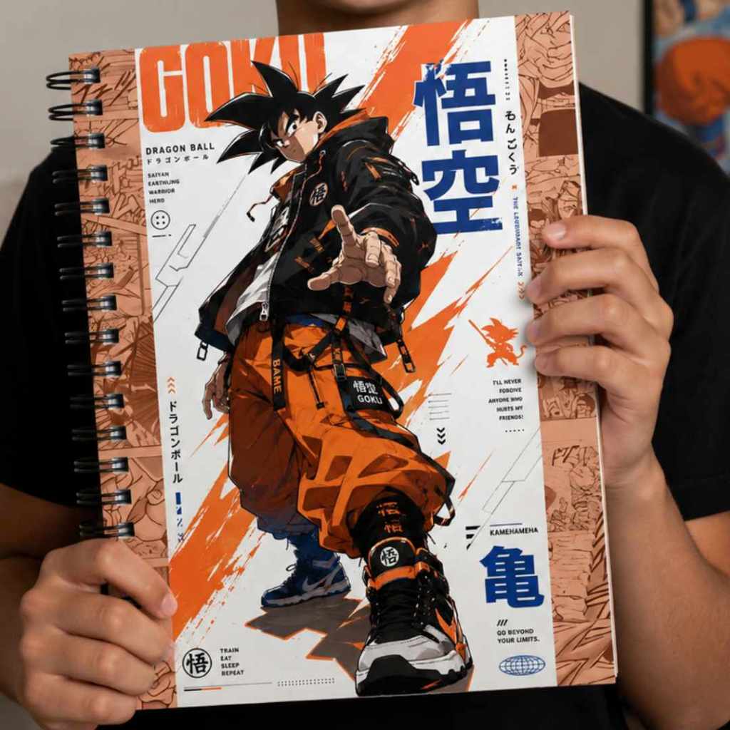 Caderno Anime Dragon Ball Goku  Z DBZ com Nome Personalizado 100 ou 200 folhas 1 e 10 matérias