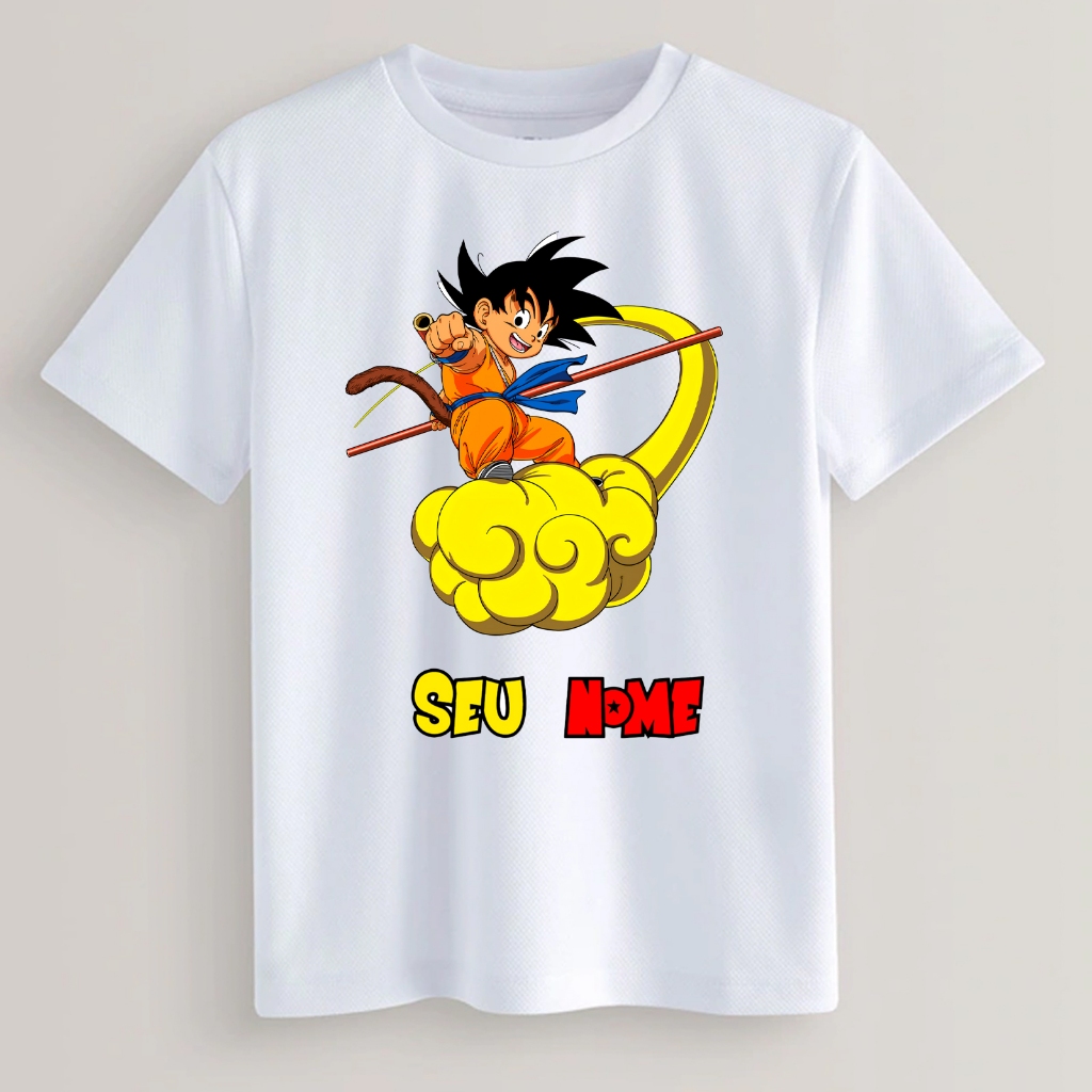 Camiseta Infantil Dragon Ball Goku C/ Nome Camisa Pronta Entrega