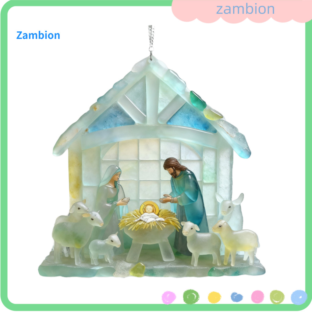Acrylic Nativity Decoration Holiday Ornament Seaglass Hanging Coastal Sea Glass Birth of Jesus 2d Christmas Tree for Sou