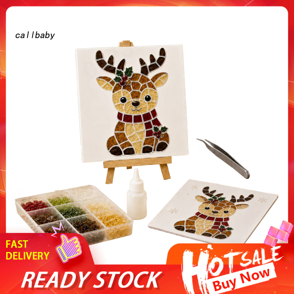 Craft Kit for Adults Handmade Decor Christmas Sea Glass Art Diy Snowman Reindeer House for Beginners Xmas Home Gift Sout