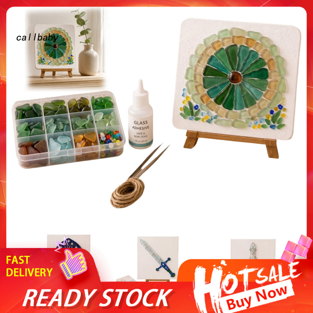 Diy Craft Kit Unique Birthday Gift Ideas Fantasy Circular Art – Sea Glass Tile for Adults Beginners Handmade Set Home