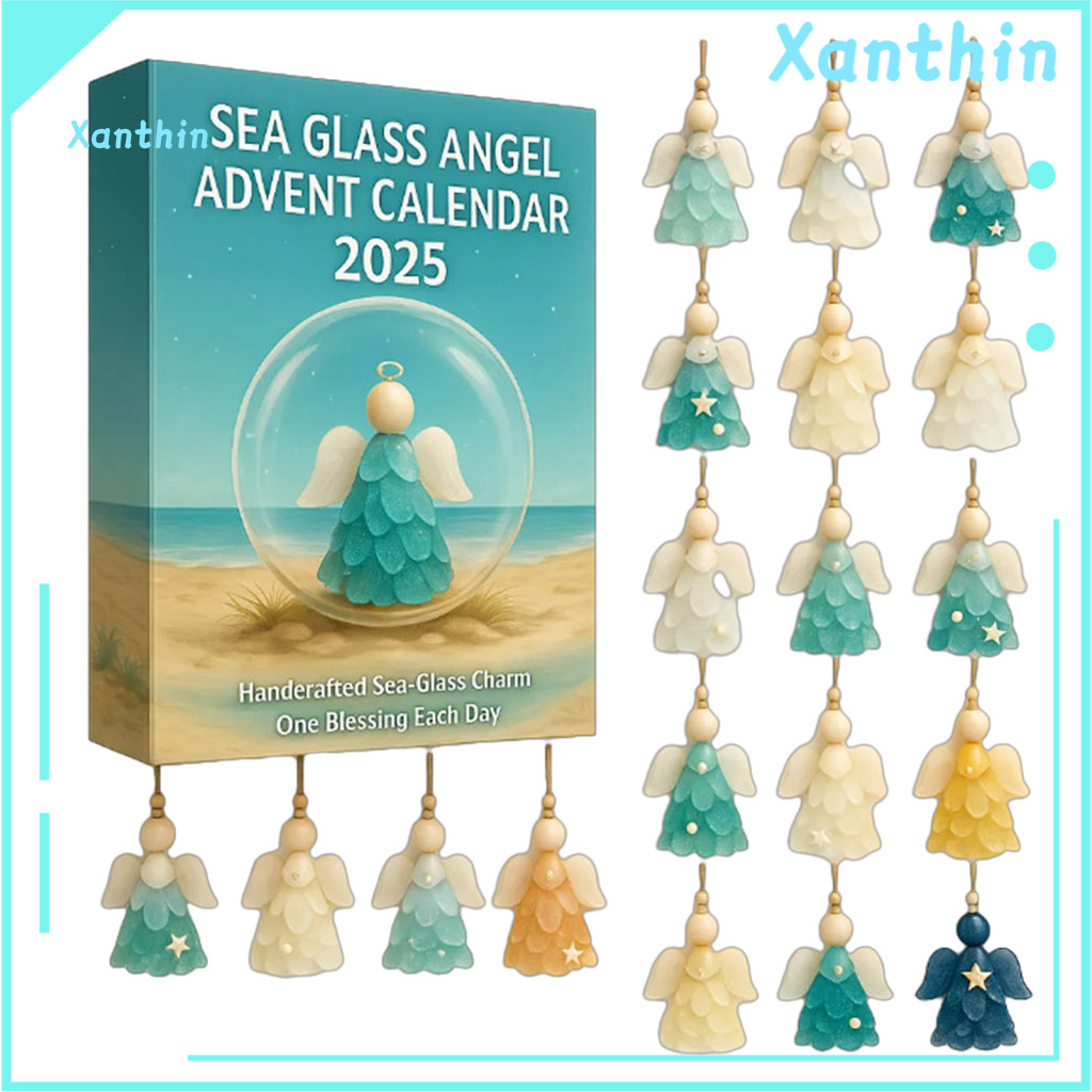 Kids Christmas Calendar Sea Glass Angel 24-day Countdown with Unique Window Design – Holiday Decoration for Kids’ Ro