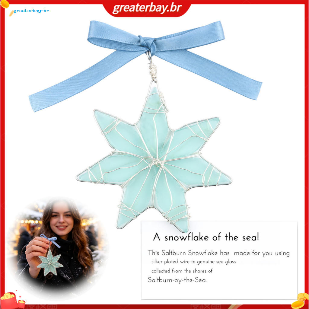 Handmade Sea Glass Christmas Ornament Snowflake Gnome with Bowknot Coastal Style Dog Paw Elephant Pendant Holiday Home W