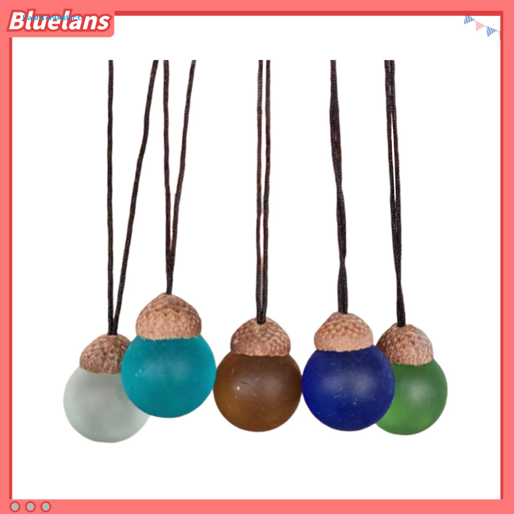 Handmade Sea Glass Jewelry 5 Pcs Acorn Pendant with Natural Caps – Rustic Woodland Hanging Ornaments Small Nature Acce
