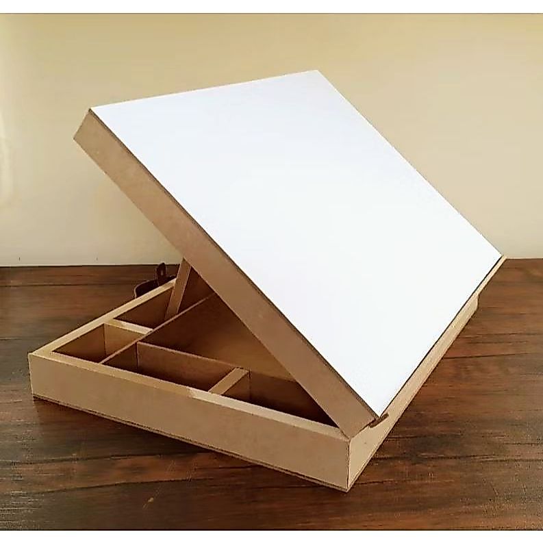 Maleta Estojo em Mdf, Tipo Prancheta, Mesa de Desenho c/ Tampo Inclinavel para Apoio de folhas A4