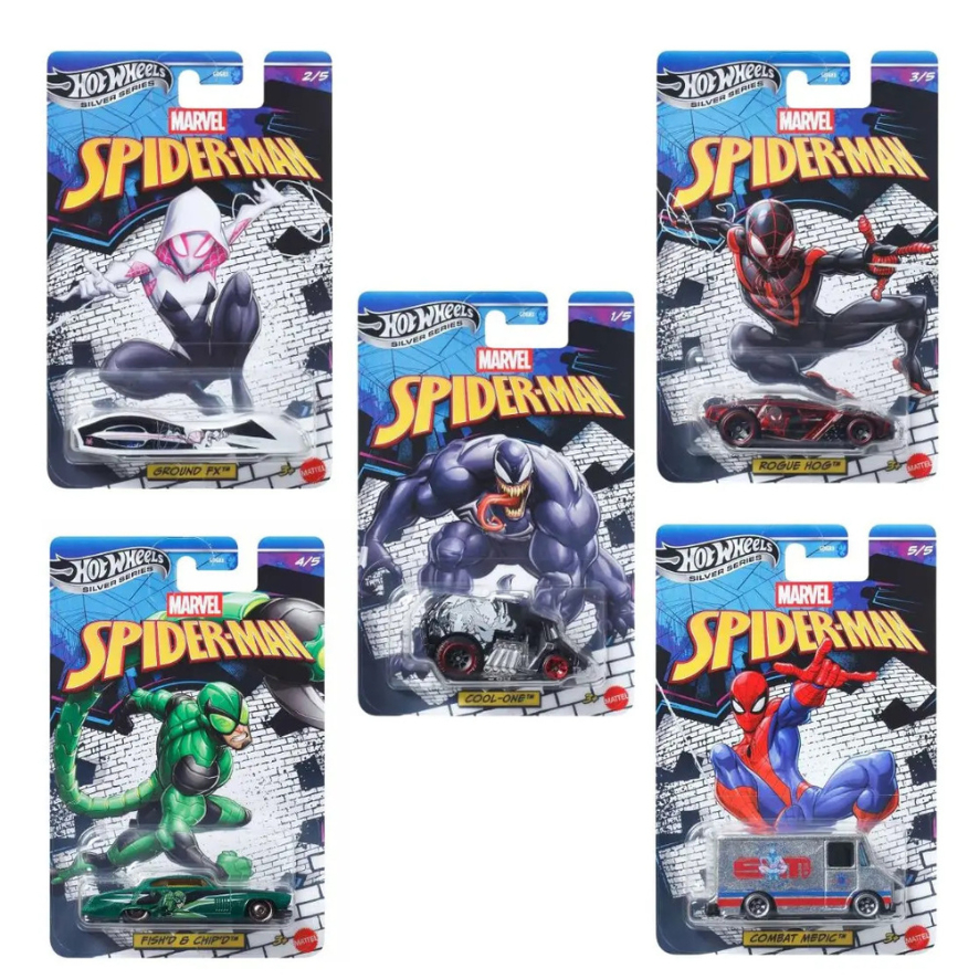 Hot Wheels Marvel Spider-man Silver Series 1:64 Mattel Cars