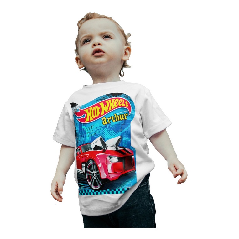 Camiseta Infantil Camisa Hot Wheels Nome Personalizado car