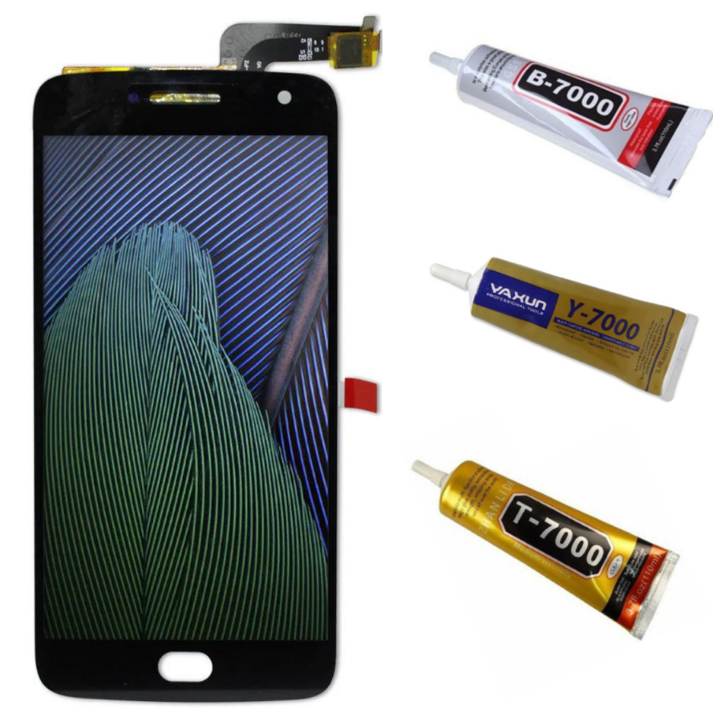 Tela Display Lcd Touch Para Moto G5 Plus Preto + Película + Cola 110ml