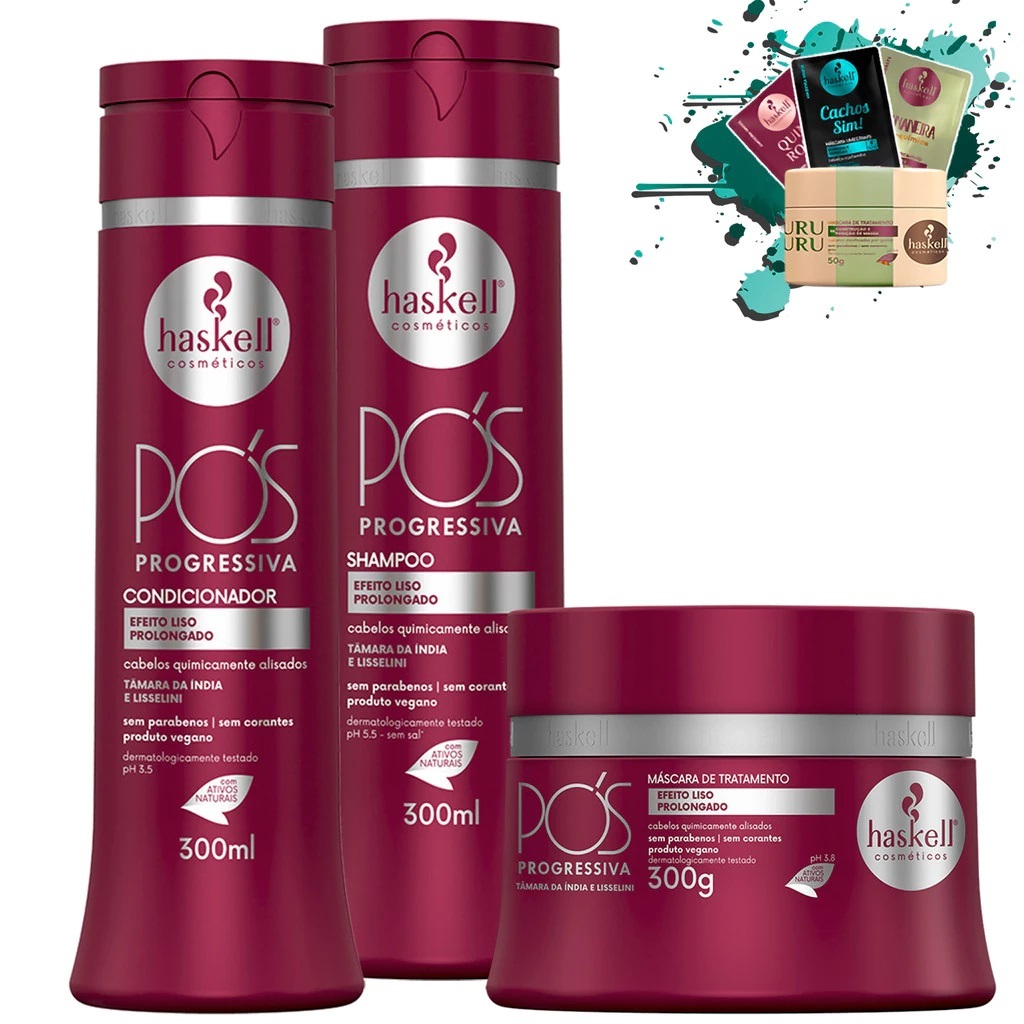 Shampoo Condicionador e Máscara 300ml/gr Pós Progressiva Haskell