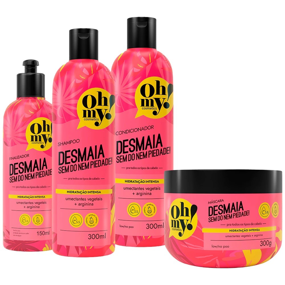 Shampoo Condicionador e Mascara 300ml/gr + Finalizador Desmaia Sem Dó Nem Piedade! Oh My!