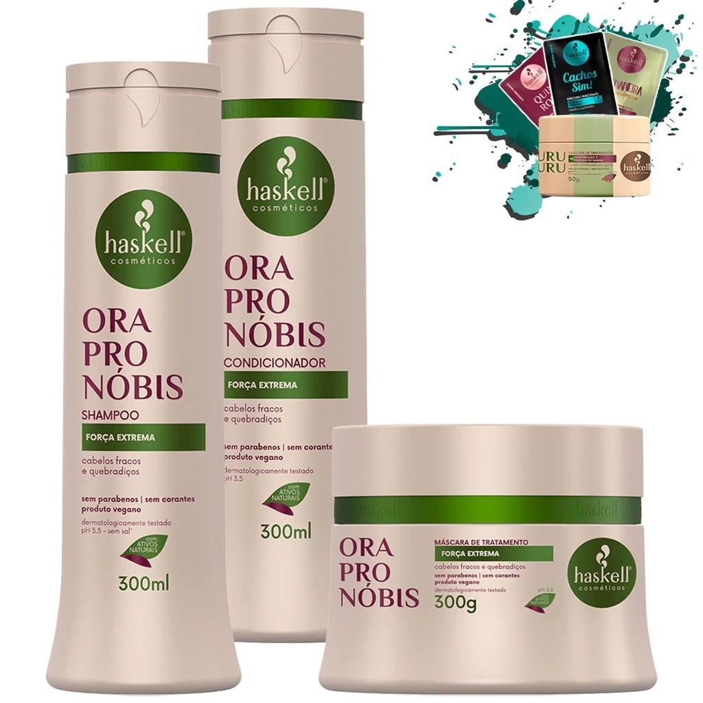 Shampoo Condicionador e Máscara 300ml/gr Ora Pro Nóbis Haskell