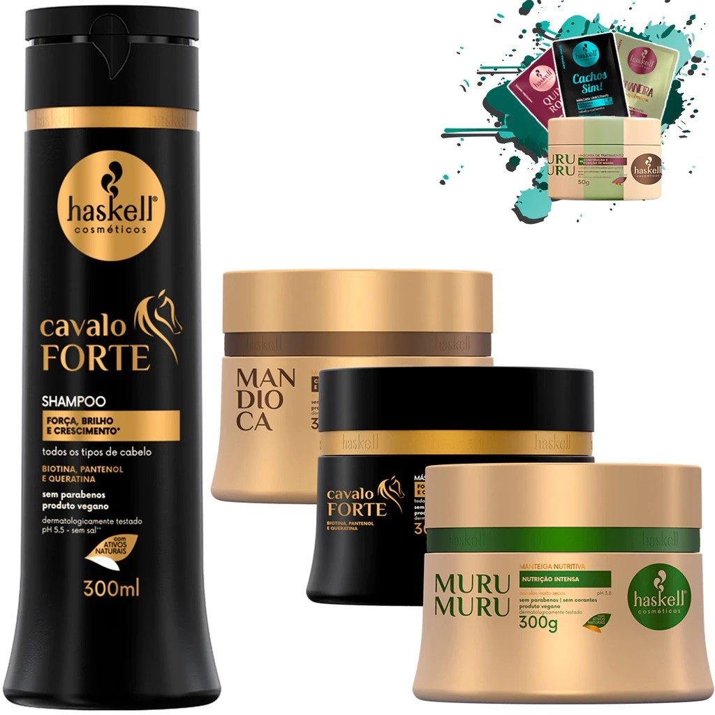 Shampoo Cavalo Forte + Cronograma Capilar 300ml/gr Haskell