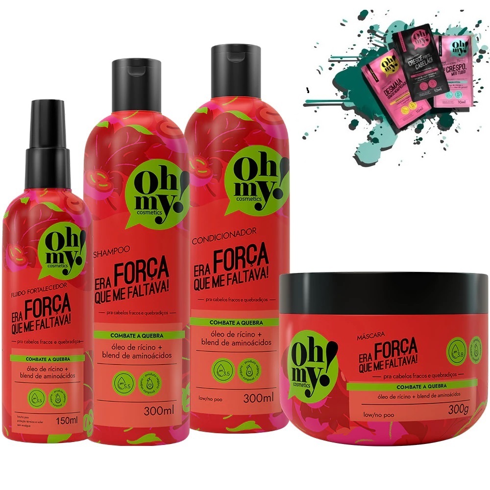Shampoo Condicionador e Máscara 300ml/gr + Finalizador Era Força Que Me Faltava Oh My!