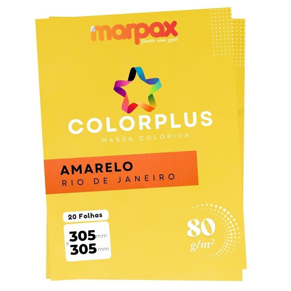 Papel Color Plus 80g 305x305mm Amarelo Marpax com 20fls