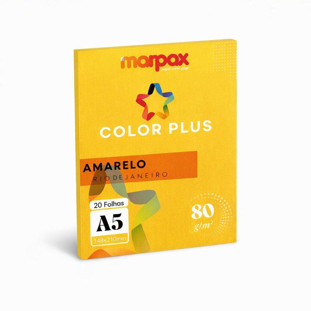 Papel Color Plus 80g A5 148x210mm Amarelo Marpax 20fls