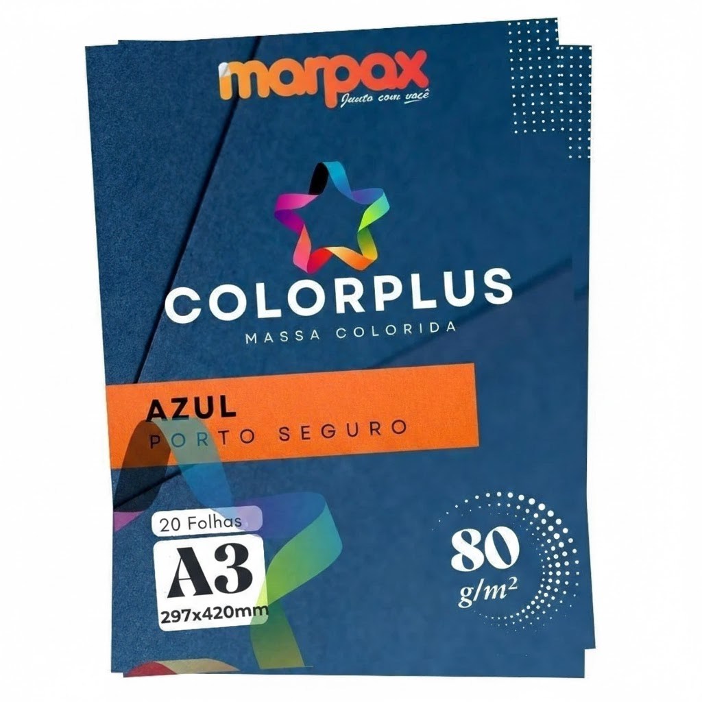 Papel Color Plus 80g A3 297x420mm Azul Marinho 20fls