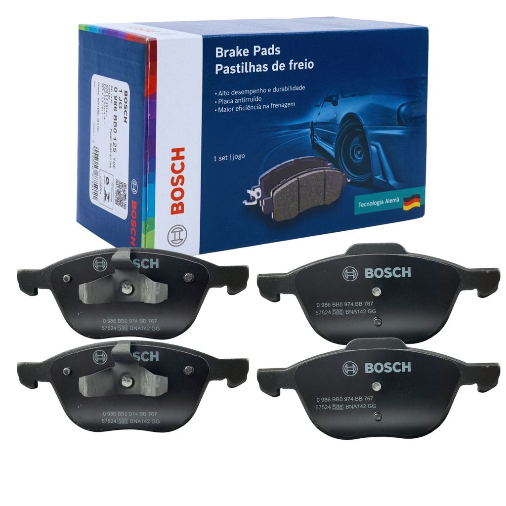 JOGO PASTILHA DE FREIO A DISCO DIANTEIRA BOSCH ORIGINAL FORD ECOSPORT FOCUS E VOLVO V40